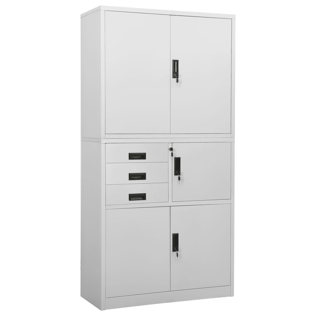 Office Cabinet Light Grey 90x40x180 cm Steel - Brittle & Co