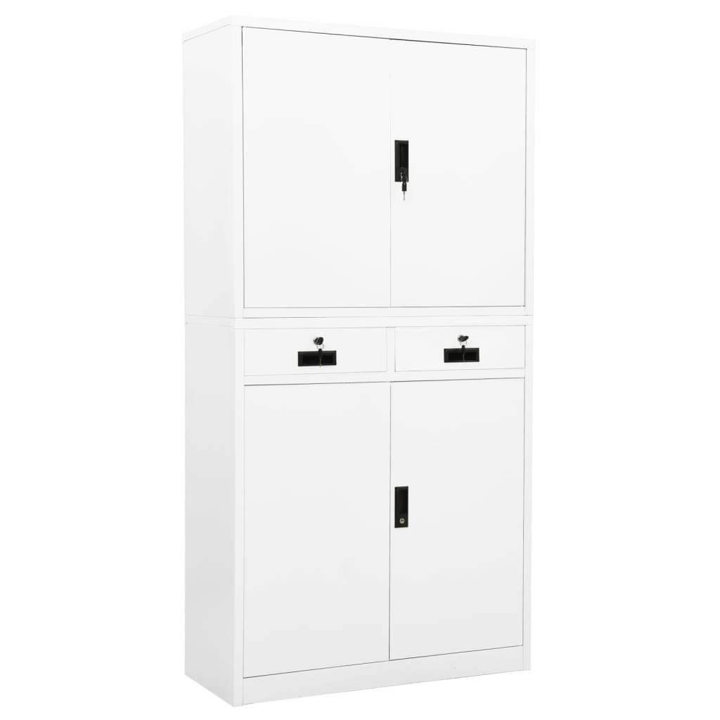 Office Cabinet White 90x40x180 cm Steel - Merlin Deals