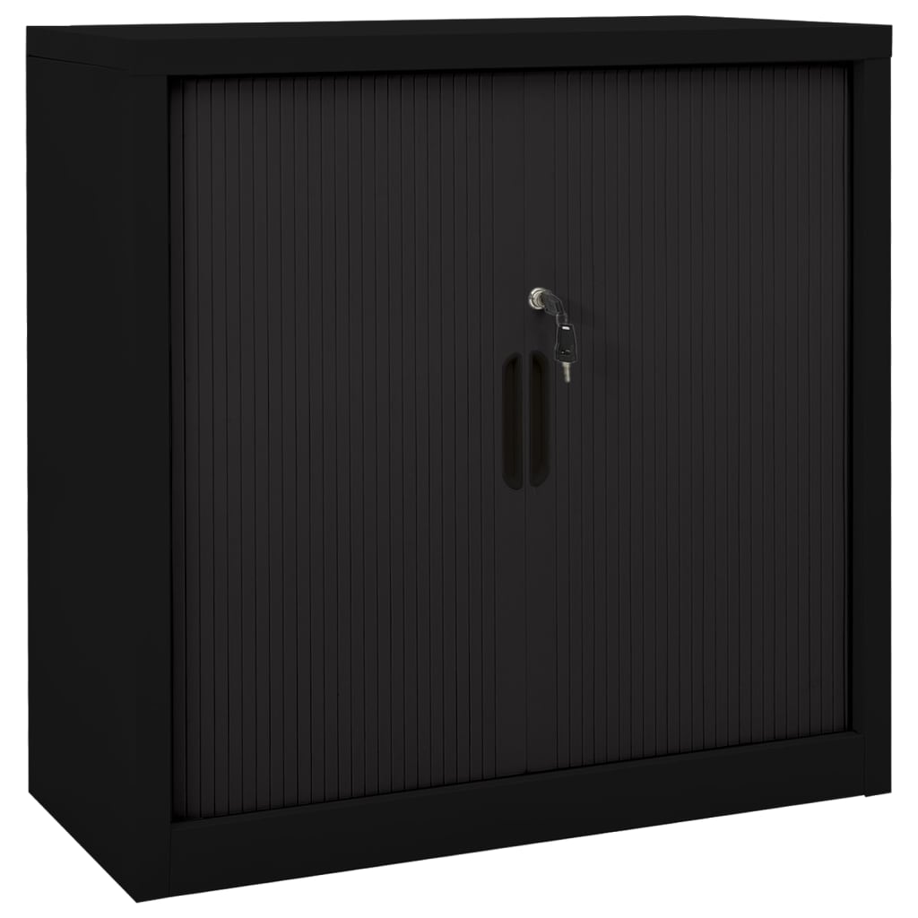 Sliding Door Cabinet Black 90x40x90 cm Steel - All Things Good