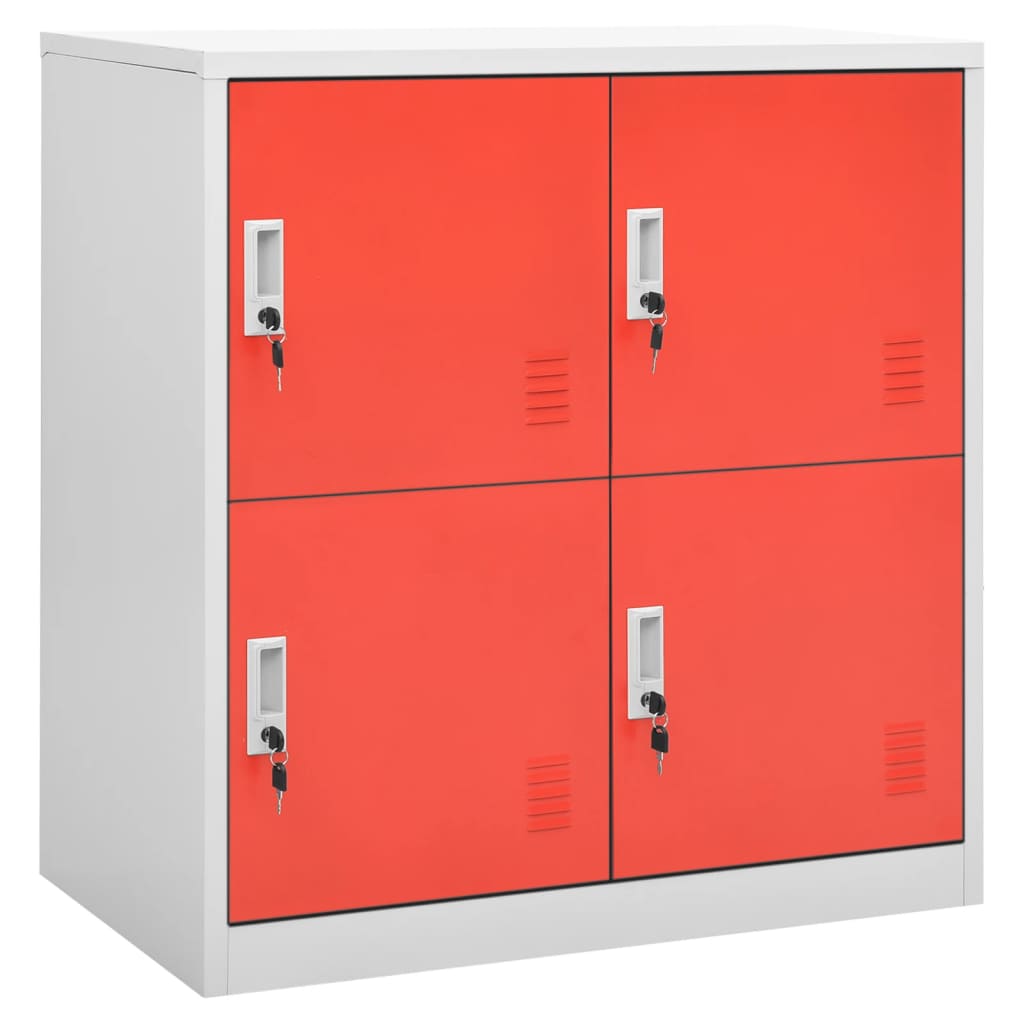 Locker Cabinet Light Grey and Red 90x45x92.5 cm Steel - Sid & Sam