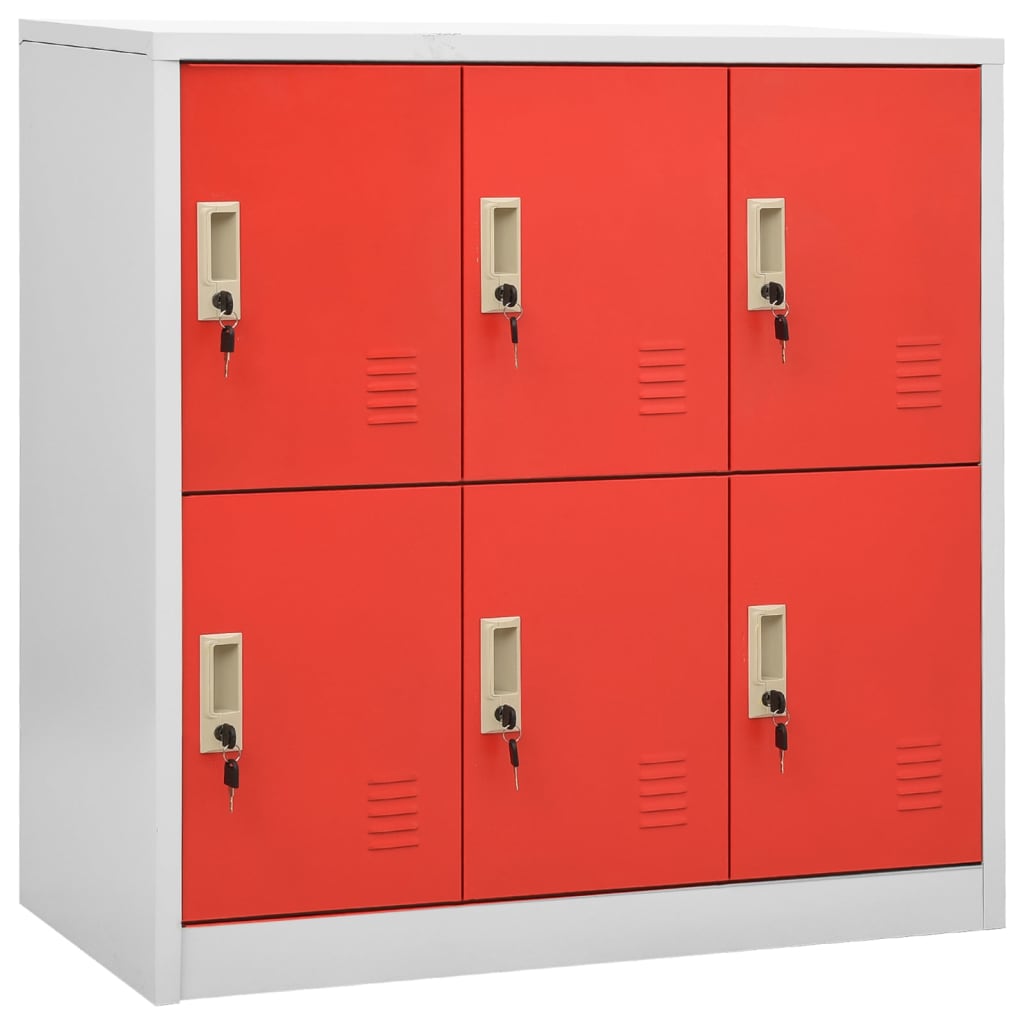 Locker Cabinet Light Grey and Red 90x45x92.5 cm Steel - All Things Good