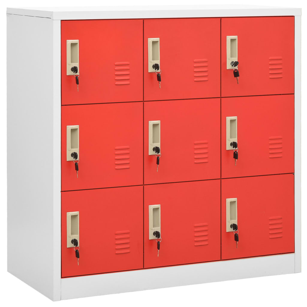 Locker Cabinet Light Grey and Red 90x45x92.5 cm Steel - Brittle & Co