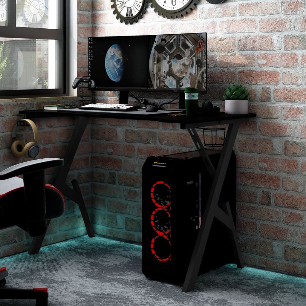 Gaming Desk with Y Shape Legs Black 110x60x75 cm - Style and Chic