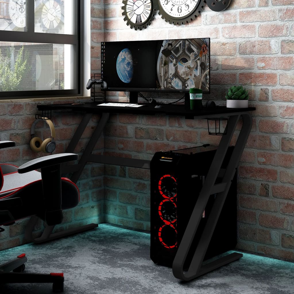Gaming Desk with ZZ Shape Legs Black 90x60x75 cm - Style and Chic