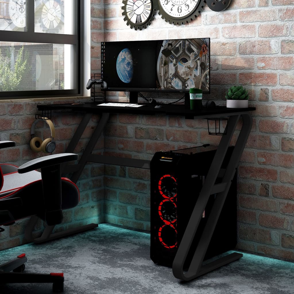 Gaming Desk with ZZ Shape Legs Black 110x60x75 cm - Casper Homes