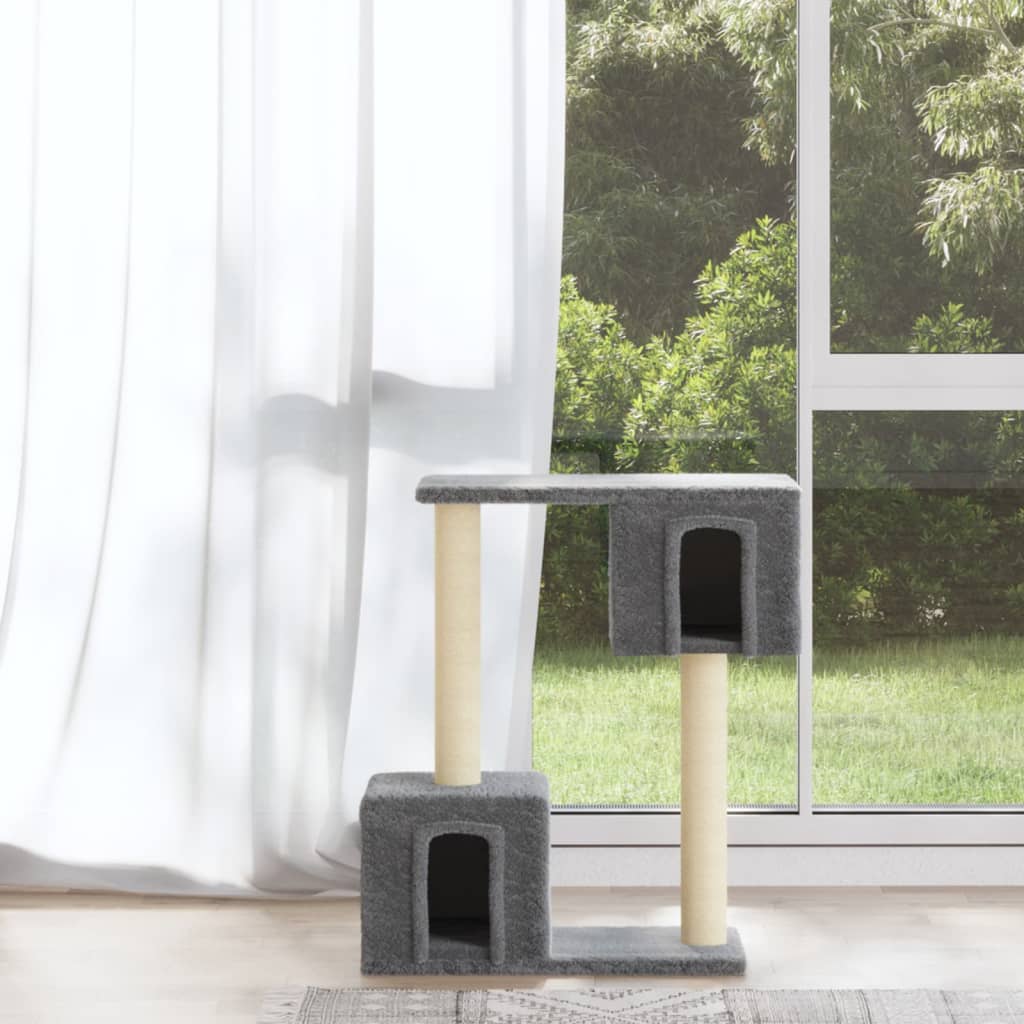 Cat Tree with Sisal Scratching Posts Light Grey 60 cm - Design Hut