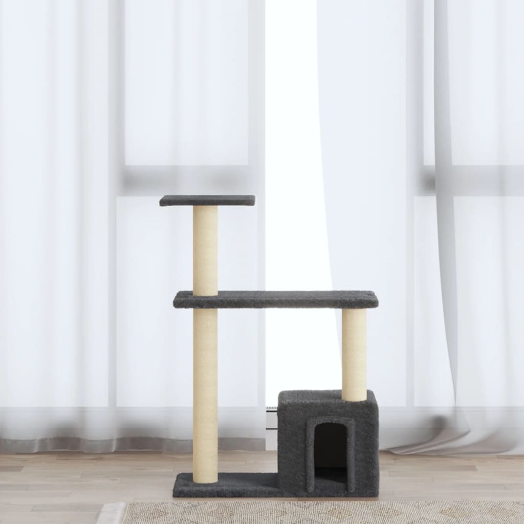 Cat Tree with Sisal Scratching Posts Dark Grey 70 cm - Sid & Sam