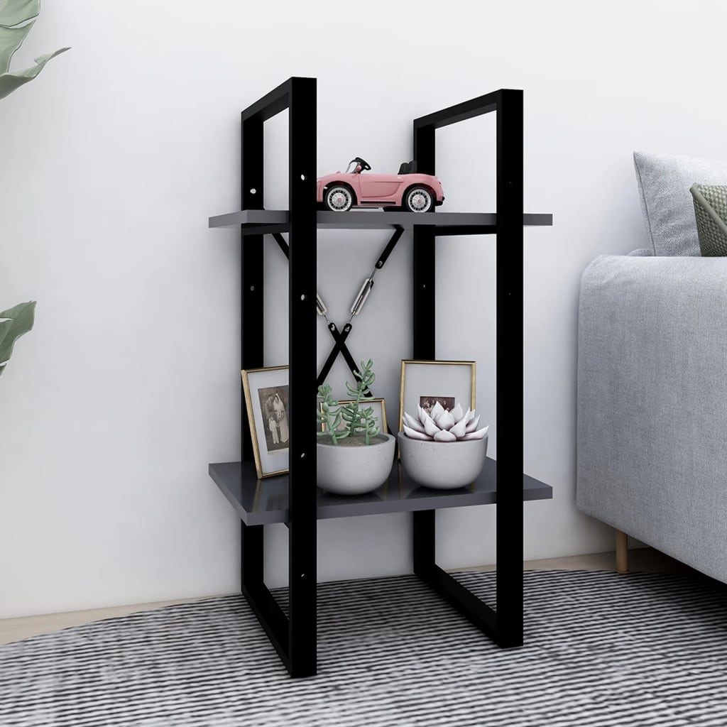 2-Tier Book Cabinet Grey 40x30x70 cm Engineered Wood - Casper Homes