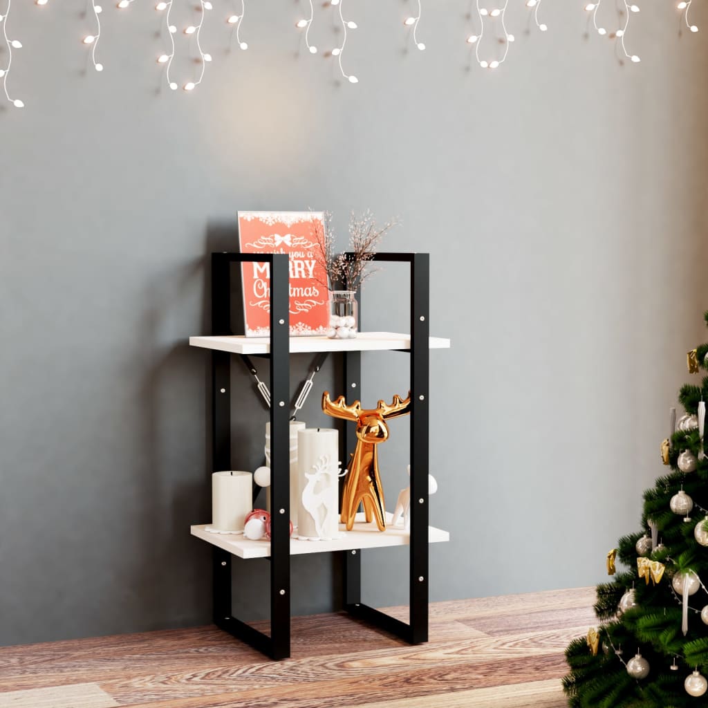 2-Tier Book Cabinet White 40x30x70 cm Solid Pine Wood - Decor Base