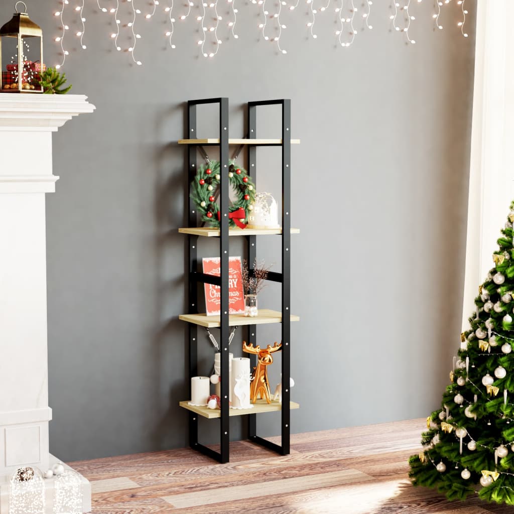 4-Tier Book Cabinet 40x30x140 cm Solid Pine Wood - R and M Furniture