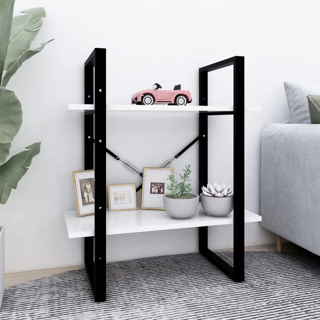 2-Tier Book Cabinet White 60x30x70 cm Engineered Wood - Merlin Deals