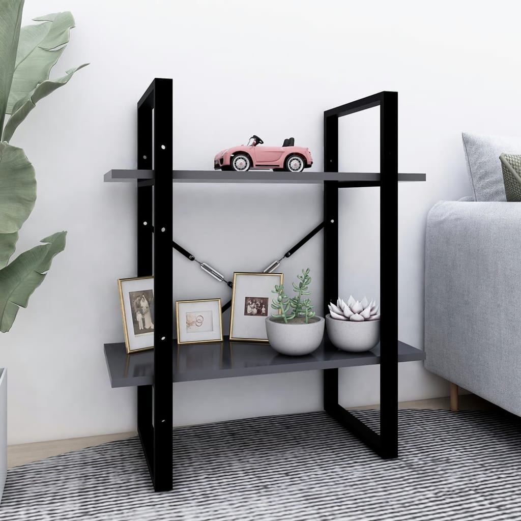 2-Tier Book Cabinet Grey 60x30x70 cm Engineered Wood - R and M Furniture
