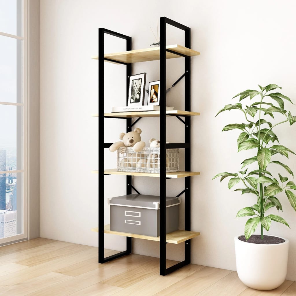 4-Tier Book Cabinet 60x30x140 cm Solid Pine Wood - Design Hut