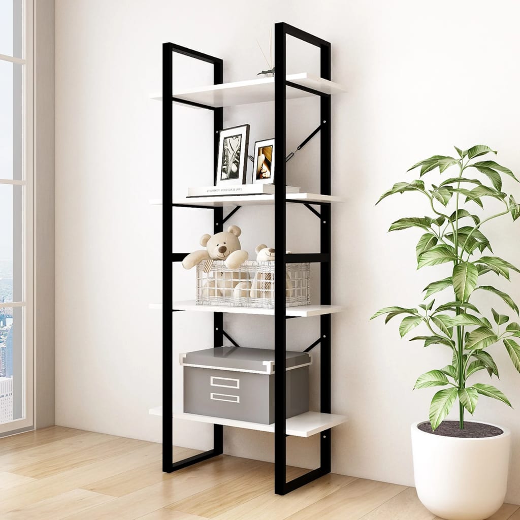4-Tier Book Cabinet White 60x30x140 cm Solid Pine Wood - R and M Furniture