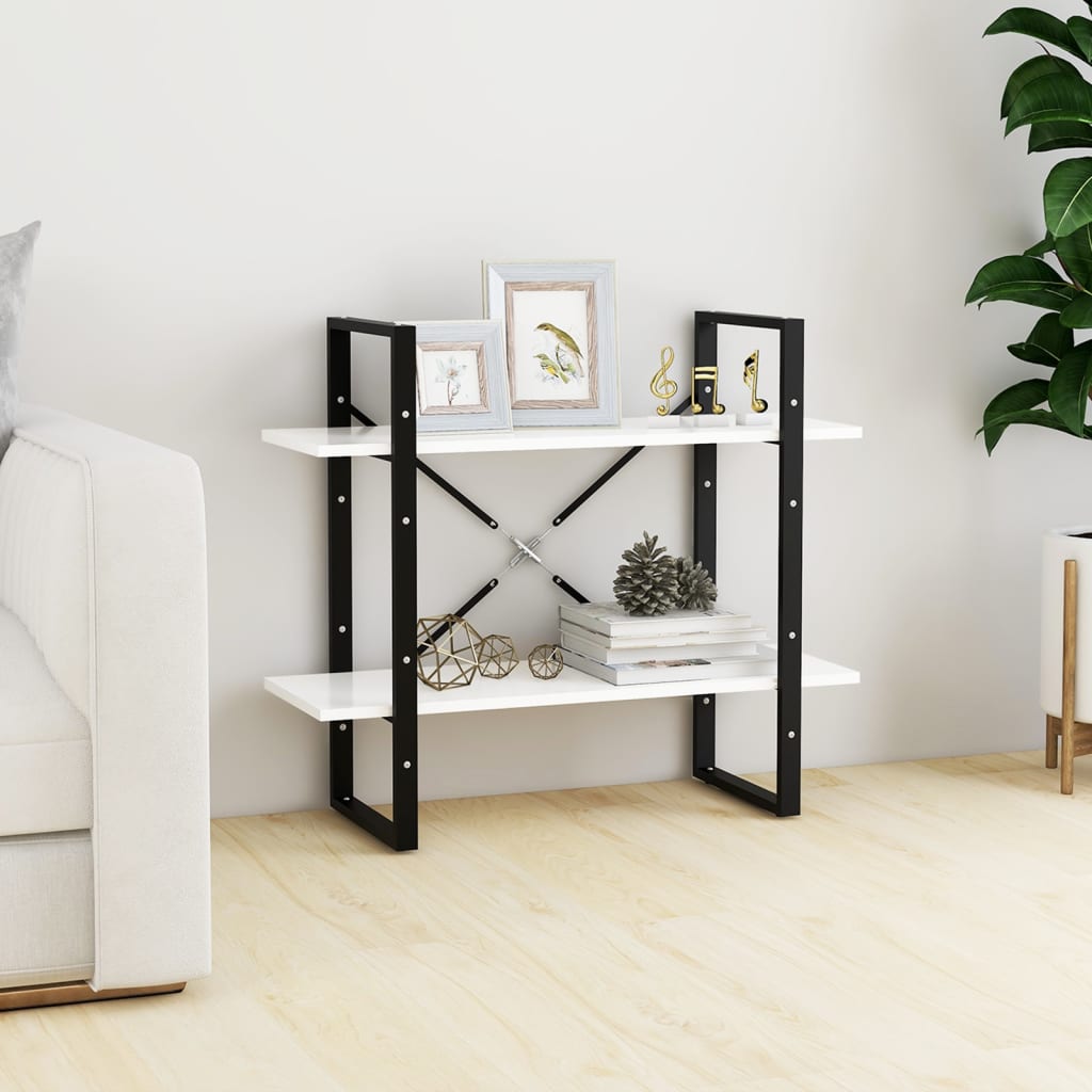 2-Tier Book Cabinet White 80x30x70 cm Engineered Wood - Brittle & Co