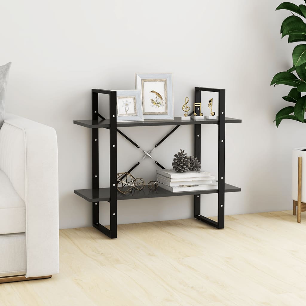 2-Tier Book Cabinet Grey 80x30x70 cm Engineered Wood - Design Hut