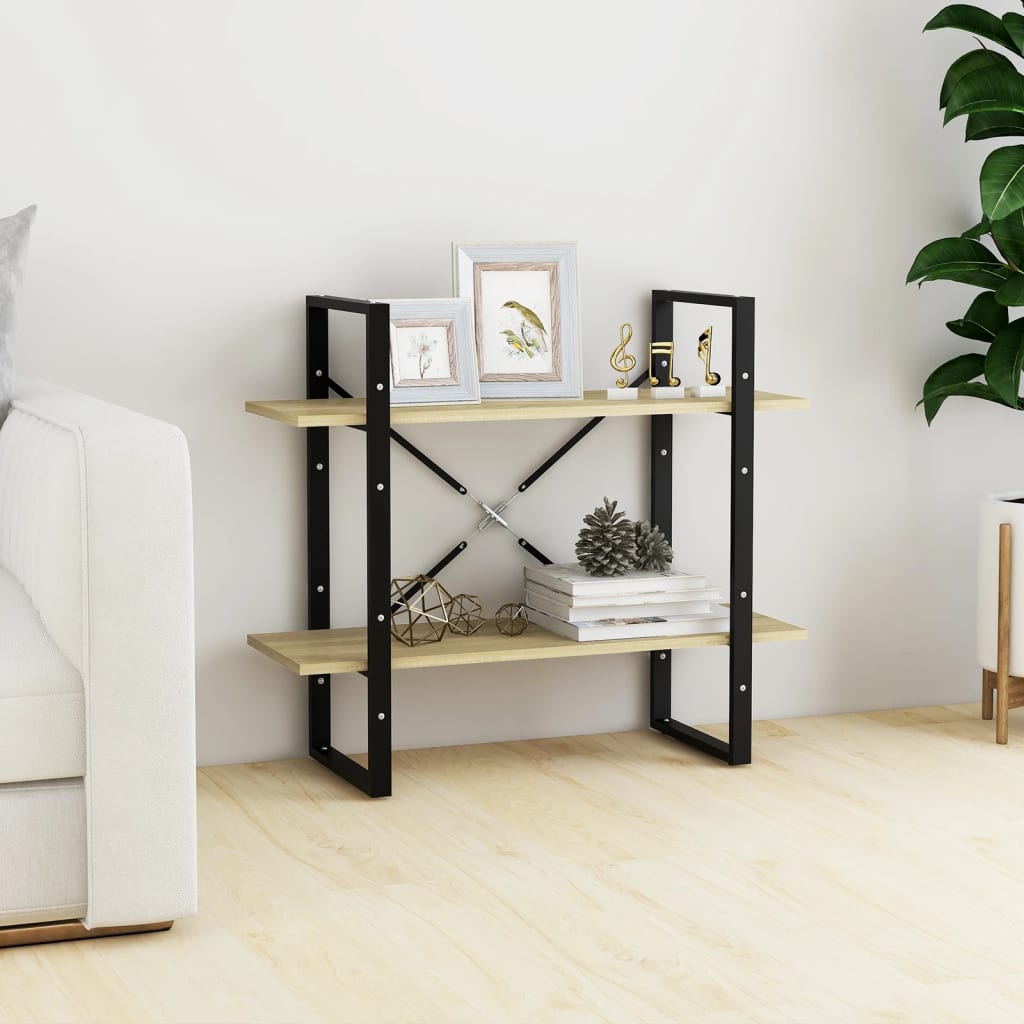 2-Tier Book Cabinet Sonoma Oak 80x30x70 cm Engineered Wood - Unbeatable Bargains
