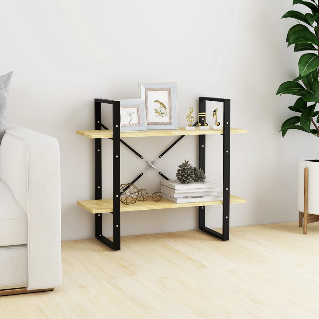 2-Tier Book Cabinet 80x30x70 cm Solid Pine Wood - Merlin Deals