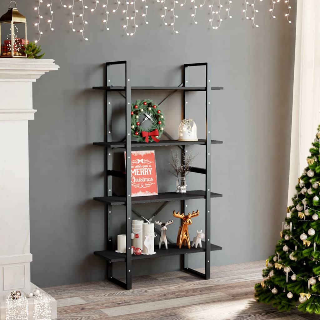 4-Tier Book Cabinet Grey 80x30x140 cm Engineered Wood - Merkel Designers