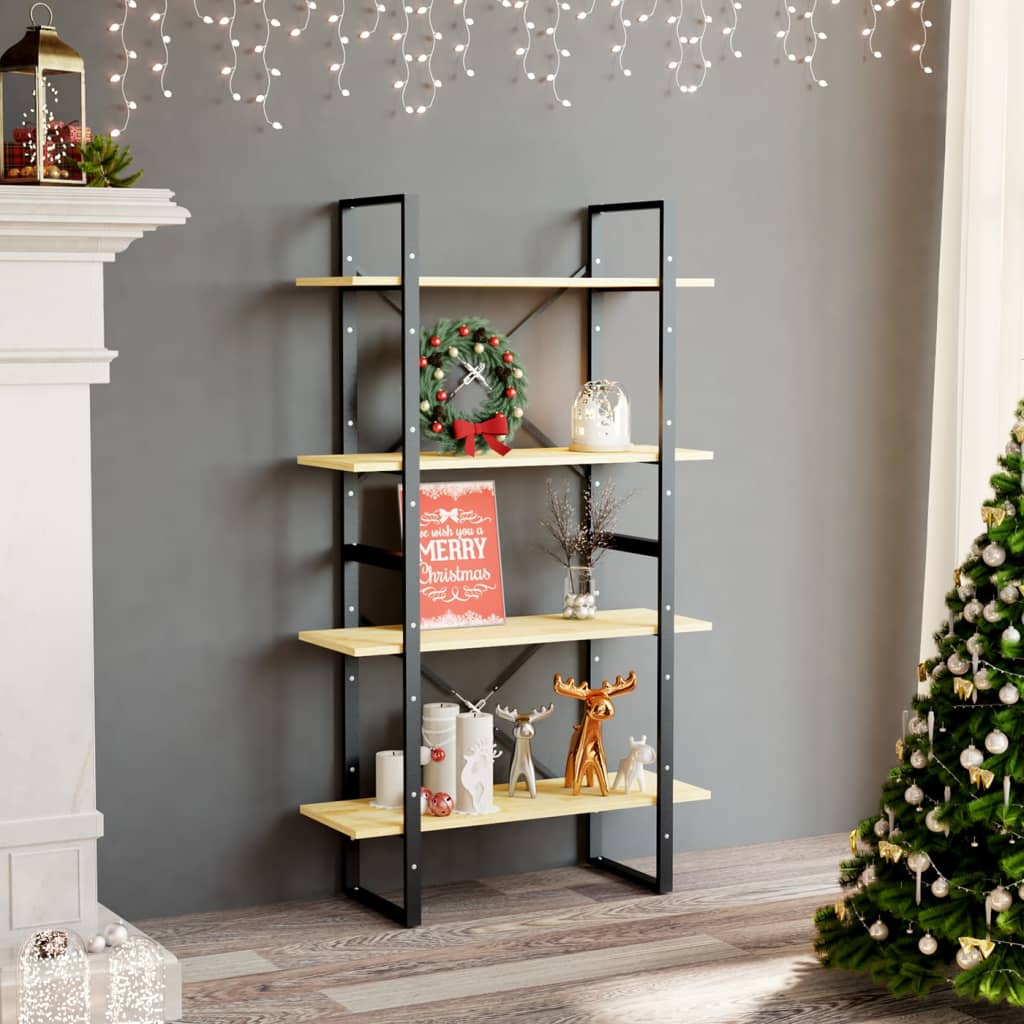 4-Tier Book Cabinet 80x30x140 cm Solid Pine Wood - Direct Imports