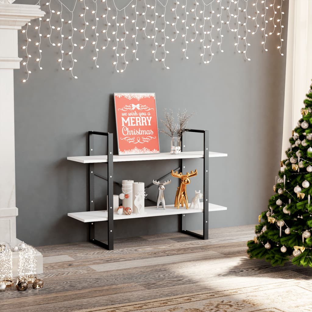 2-Tier Book Cabinet White 100x30x70 cm Engineered Wood - Merlin Deals