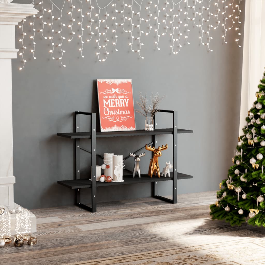 2-Tier Book Cabinet Grey 100x30x70 cm Engineered Wood - Direct Imports