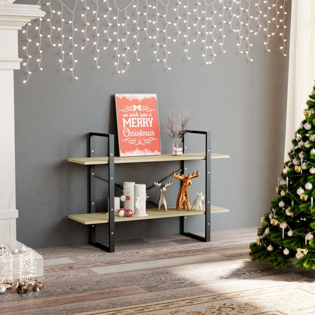 2-Tier Book Cabinet Sonoma Oak 100x30x70 cm Engineered Wood - Decor Base