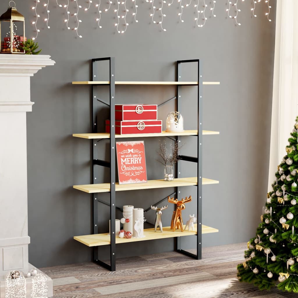 4-Tier Book Cabinet 100x30x140 cm Solid Pine Wood - Style and Chic