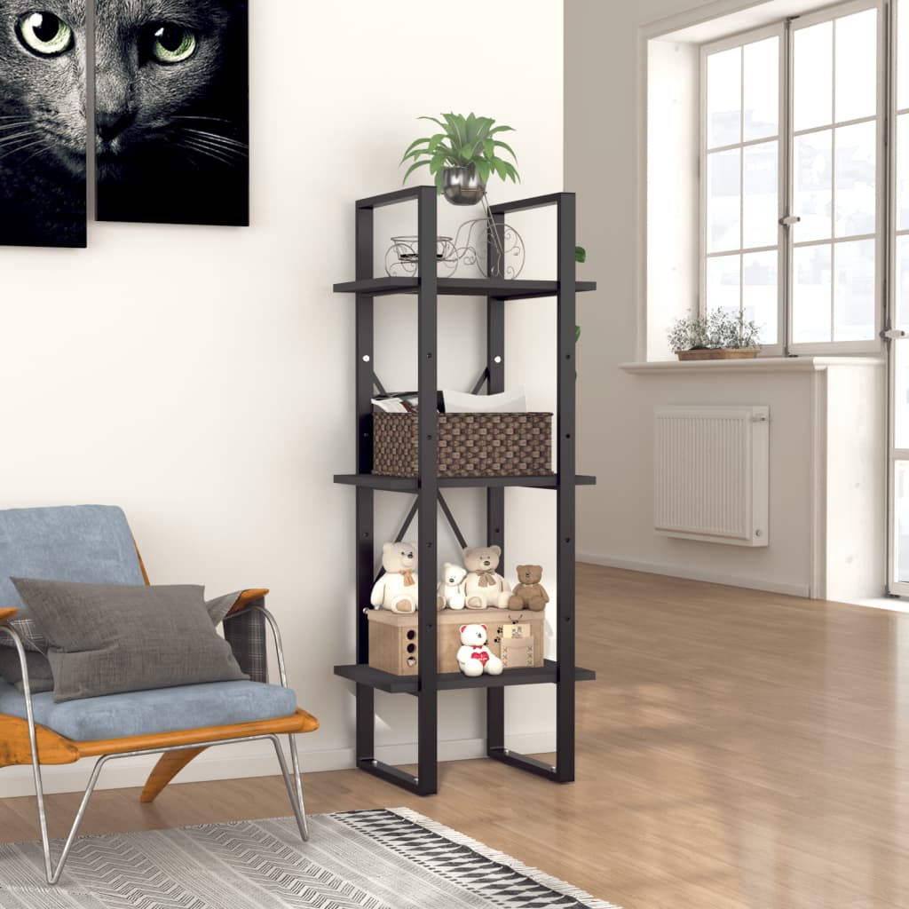 3-Tier Book Cabinet Grey 40x30x105 cm Engineered Wood - Design Hut