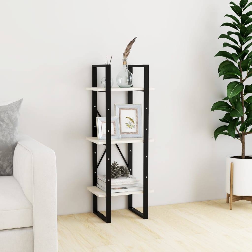 3-Tier Book Cabinet White 40x30x105 cm Solid Pinewood - The Home Maker