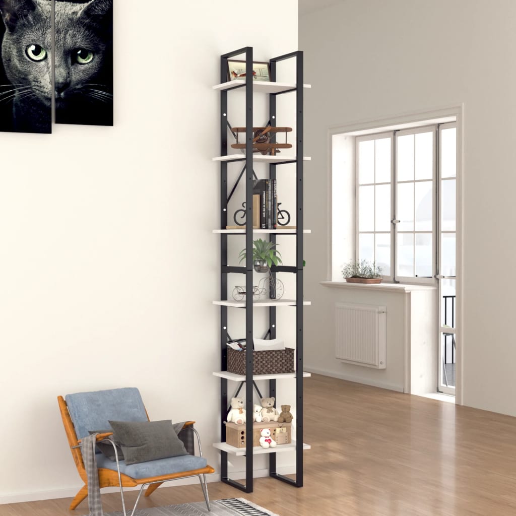 6-Tier Book Cabinet White 40x30x210 cm Engineered Wood - R and M Furniture