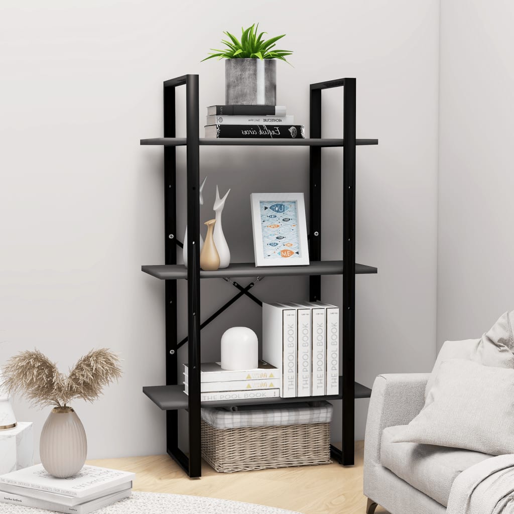 Storage Shelf Grey 60x30x105 cm Engineered Wood - Decor Base