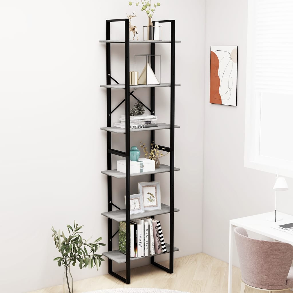Storage Shelf Concrete Grey 60x30x210cm Engineered Wood - Tyrell & Tyrell