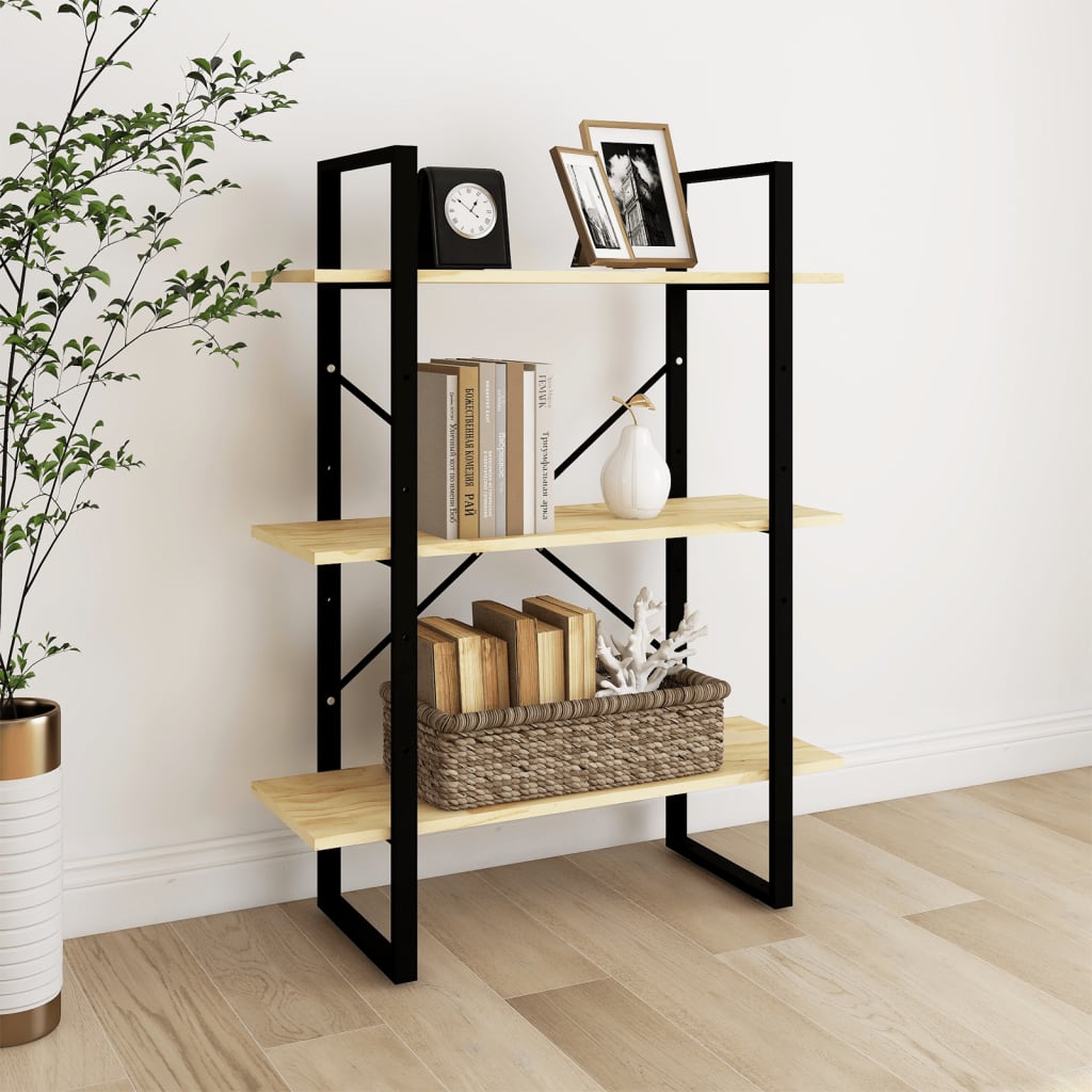 3-Tier Book Cabinet 80x30x105 cm Solid Pine Wood - Casper Homes