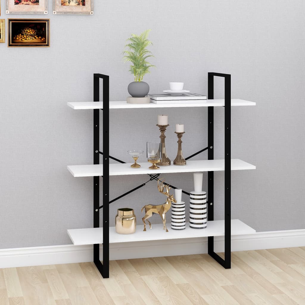 Book Cabinet White 100x30x105 cm Engineered Wood - Design Hut