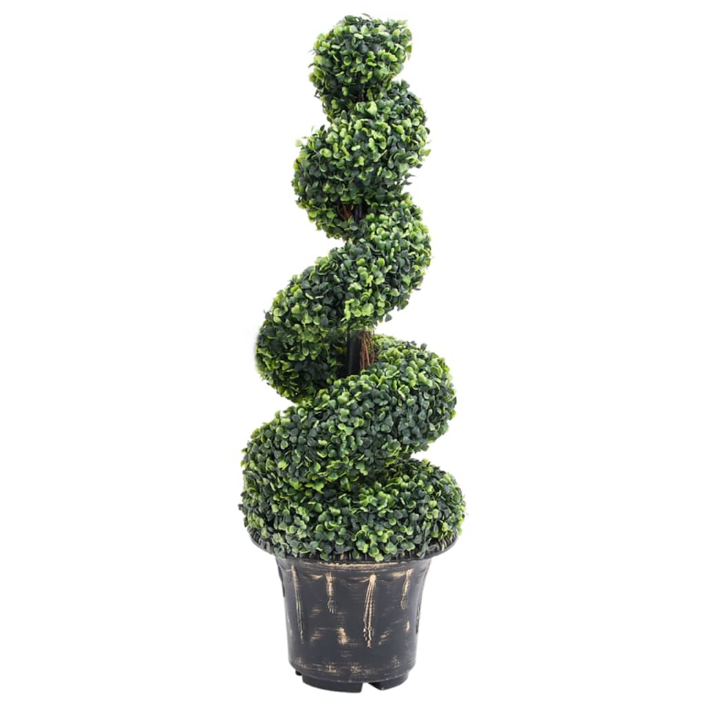 Artificial Boxwood Spiral Plant with Pot Green 100 cm - The Home Maker