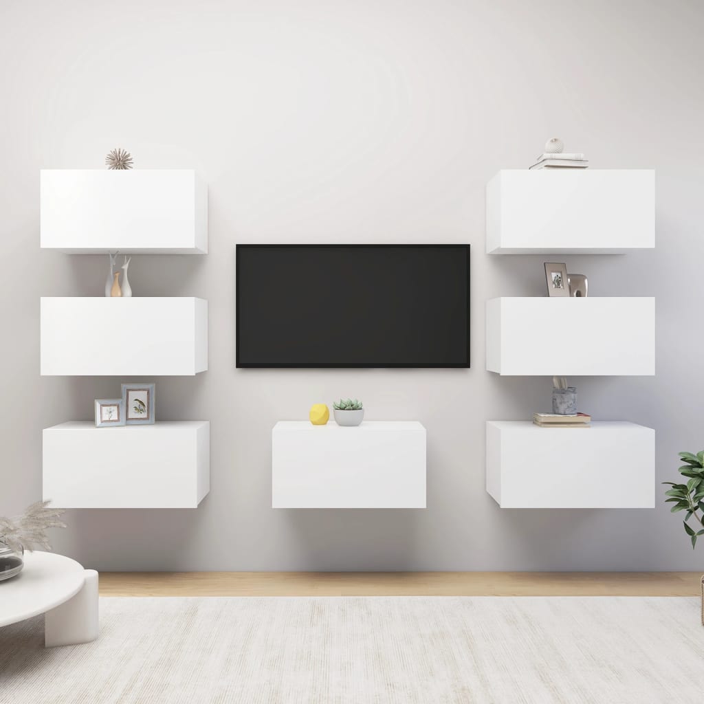 TV Cabinets 7 pcs White 30.5x30x60 cm Engineered Wood - Tyrell & Tyrell