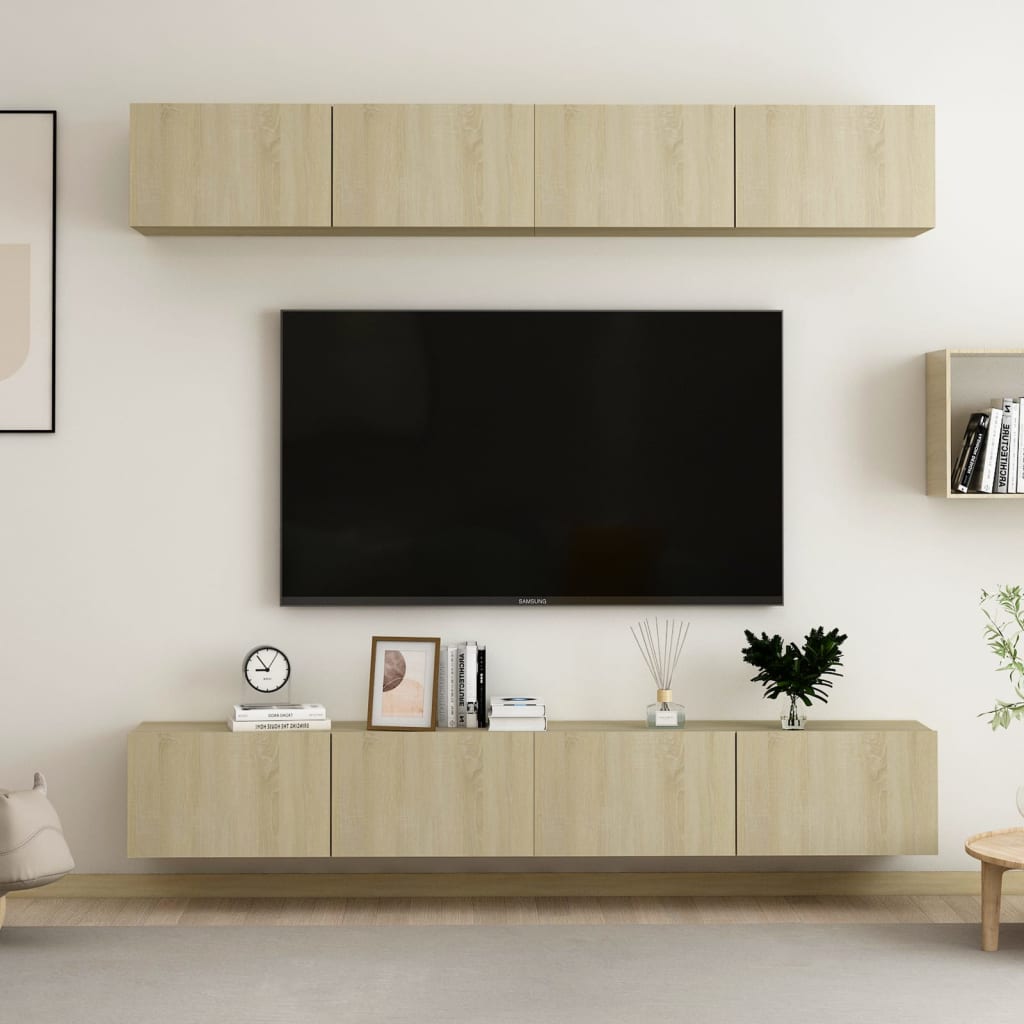 TV Cabinets 4 pcs Sonoma Oak 100x30x30 cm Engineered Wood - The Home Maker