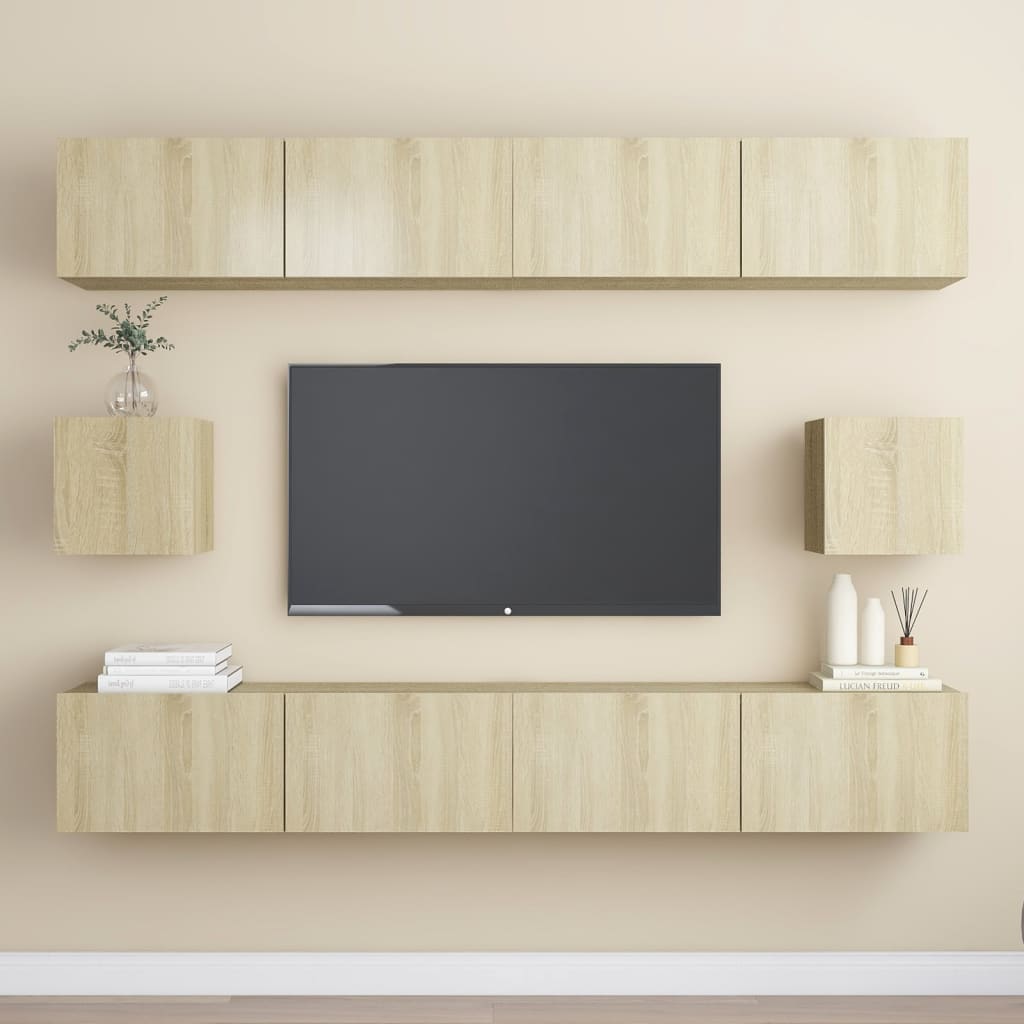 6 Piece TV Cabinet Set Sonoma Oak Engineered Wood - Direct Imports