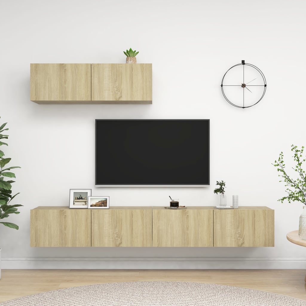 TV Cabinets 3 pcs Sonoma Oak Engineered Wood - Direct Imports
