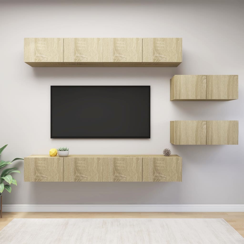 6 Piece TV Cabinet Set Sonoma Oak Engineered Wood - Tyrell & Tyrell