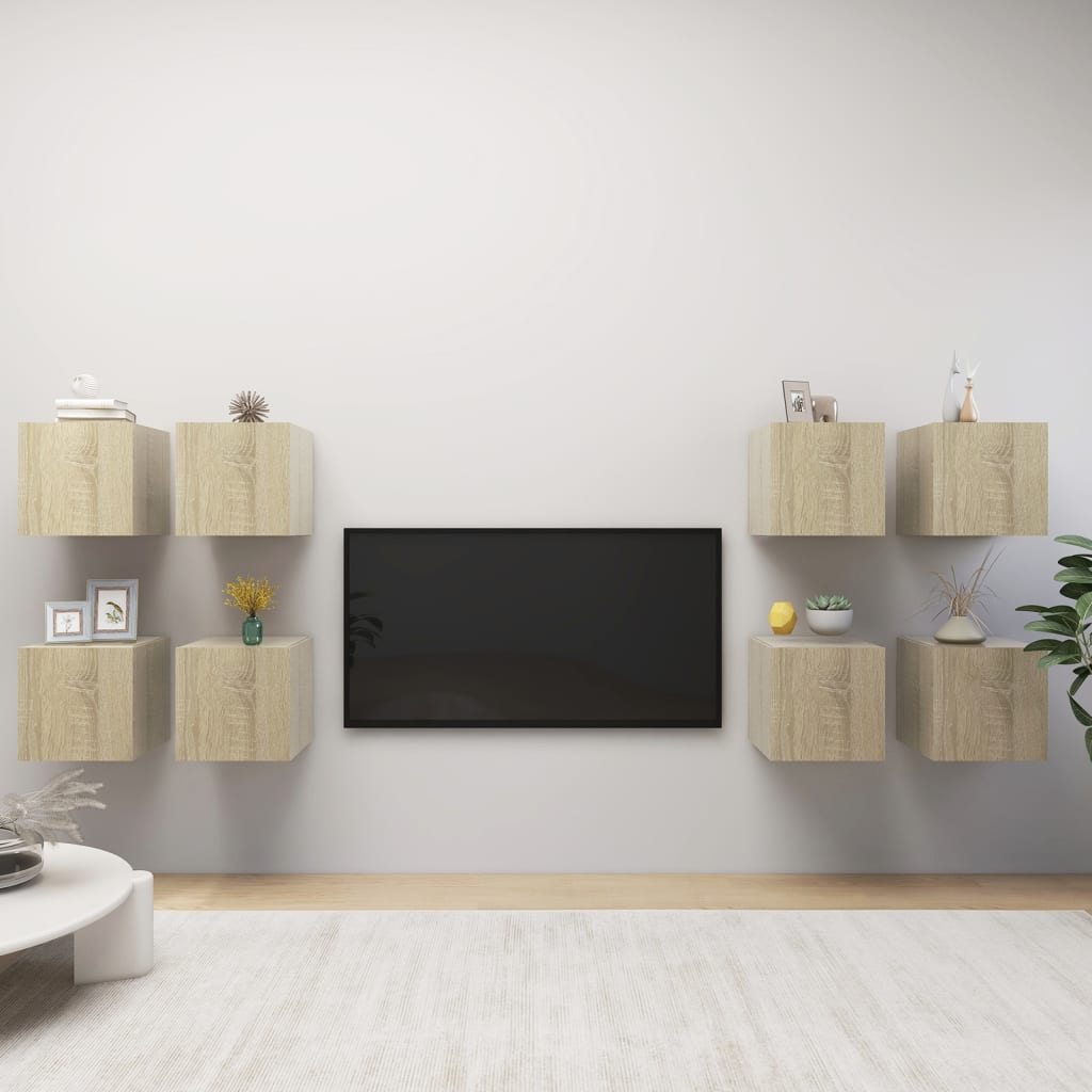 Wall Mounted TV Cabinets 8 pcs Sonoma Oak 30.5x30x30 cm - Sid & Sam
