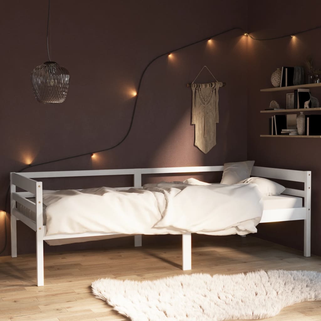 Bed Frame White Solid Pinewood 90x200 cm - Sid & Sam