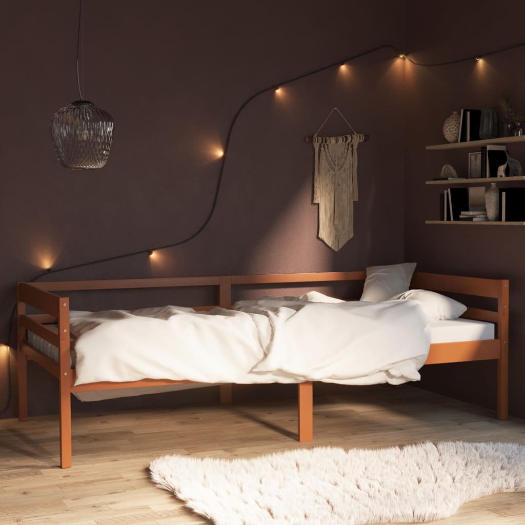 Bed Frame Honey Brown Solid Pinewood 90x200 cm - Decor Base