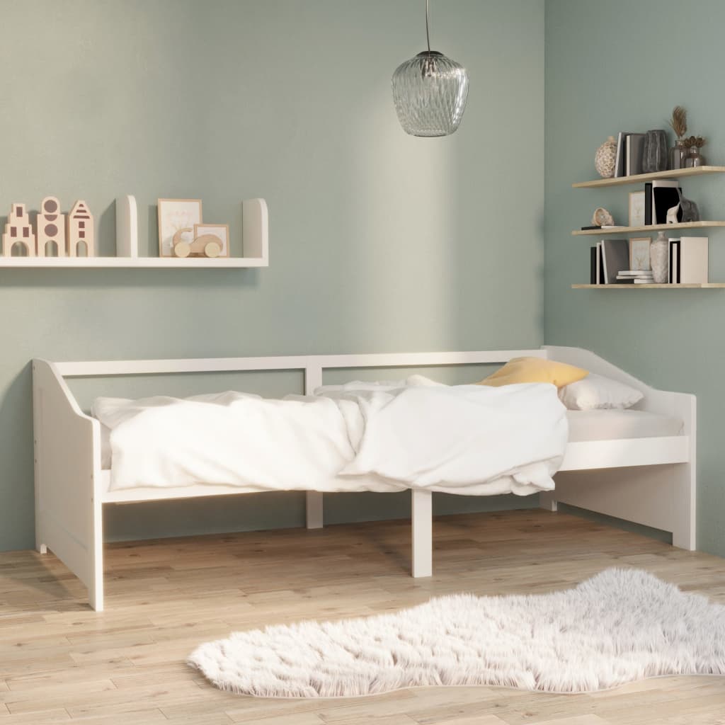 3-Seater Day Bed White Solid Pinewood 90x200 cm - R and M Furniture