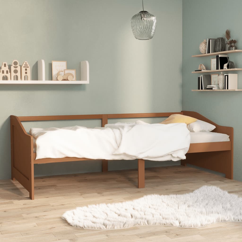 3-Seater Day Bed Honey Brown Solid Pinewood 90x200 cm - Discount Dealers