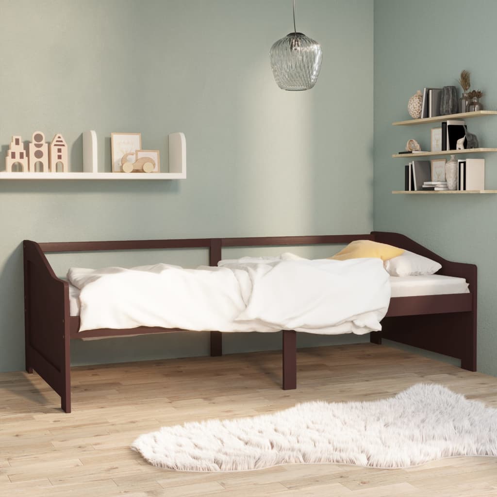 3-Seater Day Bed Dark Brown Solid Pinewood 90x200 cm - Millennium Furniture