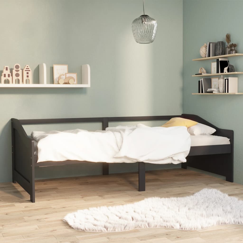 3-Seater Day Bed Dark Grey Solid Pinewood 90x200 cm - Tyrell & Tyrell