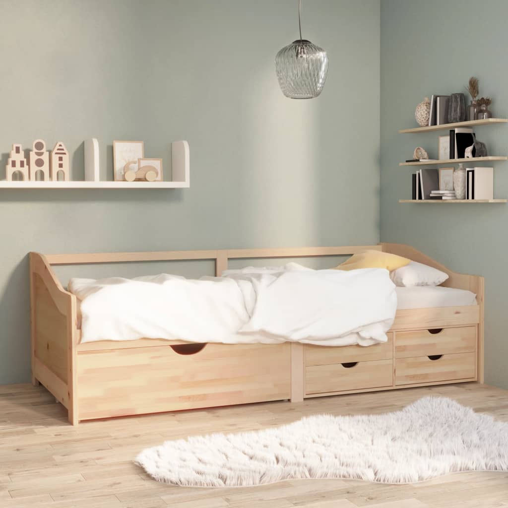 3-Seater Day Bed with Drawers Solid Pinewood 90x200 cm - Unbeatable Bargains