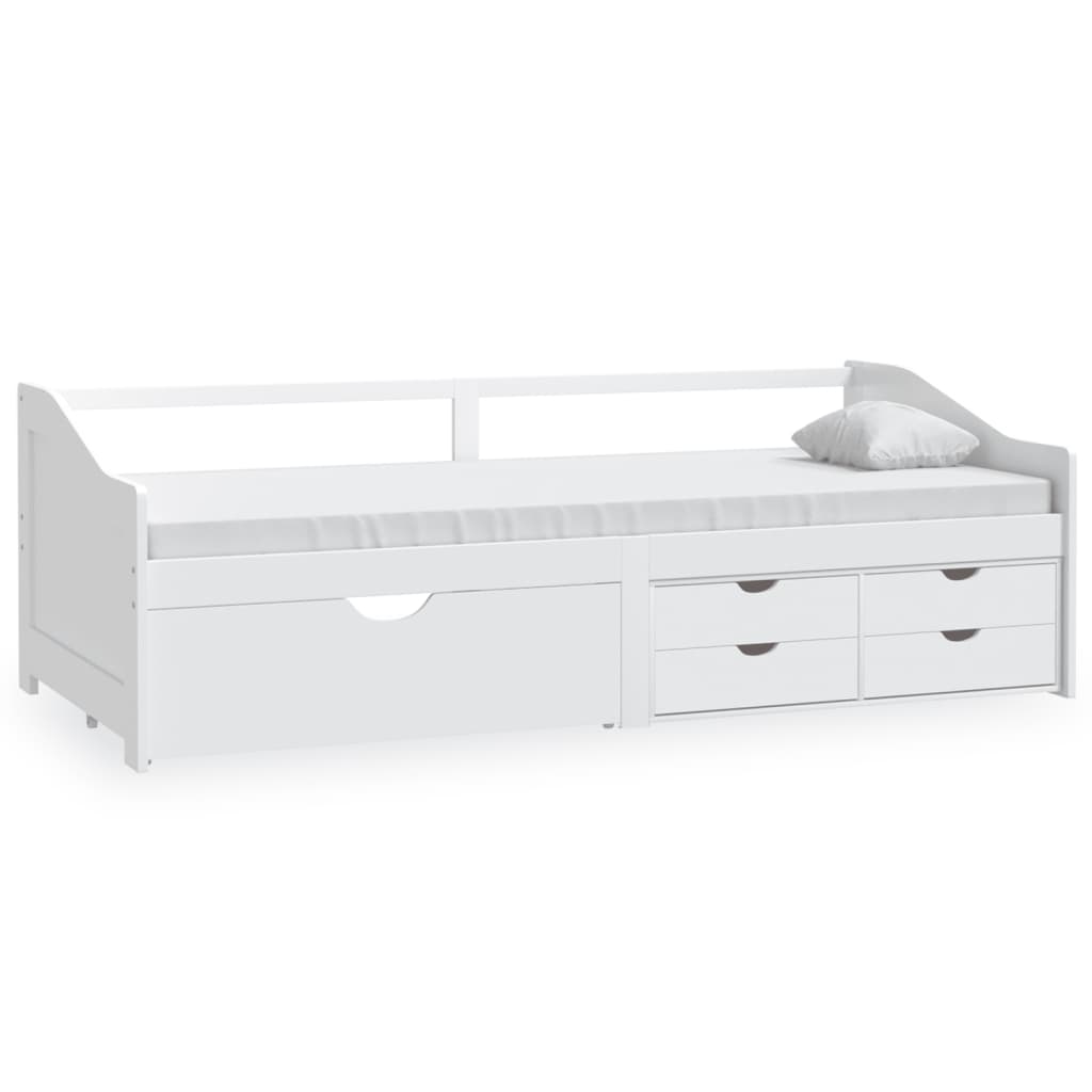 3-Seater Day Bed with Drawers White Solid Pinewood 90x200 cm - Merlin Deals